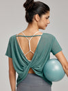 ZASUWA Female Solid Color Breathable Smock Without Bras Short Sleeves