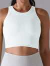 ZASUWA Female Solid Color Ribbed Elastic Tight Round Neck Tank
