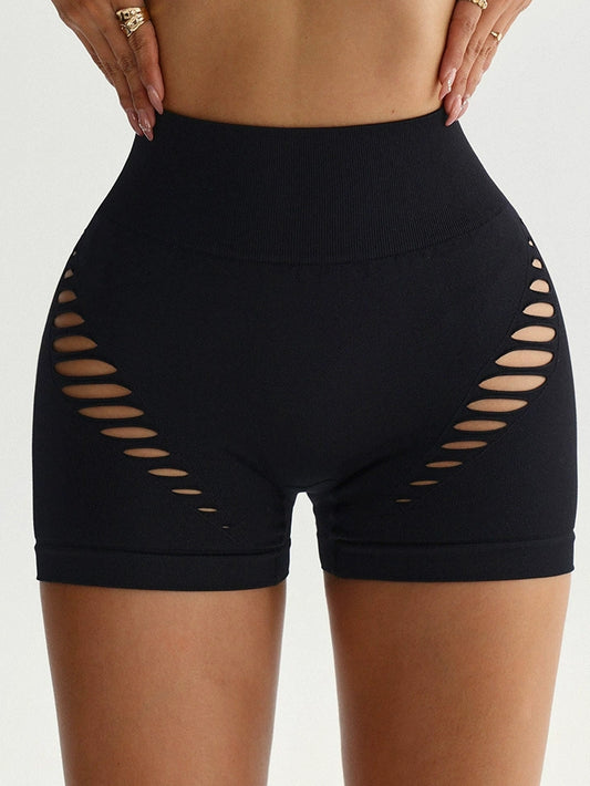 Sexy Hollow Out Spandex Gym Booty Shorts