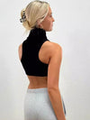 ZASUWA Female Solid Color Ribbed Stand Up Collar Tank