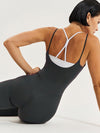 ZASUWA Female U Collar Cross Back Elastic Tight Jumpsuits
