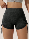 Scrunch Butt Tiefer V-Rücken Kordelzug Kunst-Denim Spandex Gym Booty Shorts