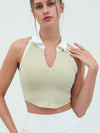 ZASUWA Female Stand Up Collar Zipper Elastic Tight Quick Dry with Chest Pads Tank