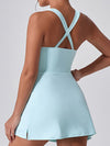 ZASUWA Female U Collar I-shaped Zipper Cross Back Quick-dry Dress
