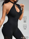 ZASUWA Female Sexy Hollow Out Fishnet Backless Elastic Tight Jumpsuit