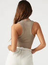 ZASUWA Female Solid Color Ribbed Elastic Tight with Chest Pads Tank