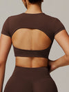 ZASUWA Female Solid Color Backless with Pads Cropped Short Sleeves