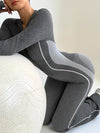 ZASUWA Female Contrast Color Stripes Zipper Peach Booty Jumpsuit