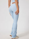 ZASUWA Female Solid Color Flare Folds High-rise Leggings