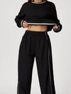 ZASUWA Female Contrast Color Casual Loose Round Neck Hoodie