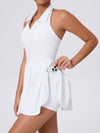 ZASUWA Female Stand up collar Backless 2 in1 Pocket Short Dress
