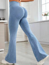 ZASUWA Female Solid Color Stripe High-waisted Flare Pants