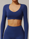 ZASUWA Female Solid Color V-neck Quick Dry Long Sleeves