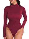High Neck Fine Ribbed Long-Sleeve Bodysuits