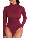 High Neck Fine Ribbed Long-Sleeve Bodysuits