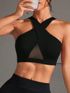ZASUWA Female Sexy Solid Color Sheer Mesh Cross Tank