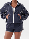 Contrast Color Zipper Pocket Casual Loose Quick Dry Jackets