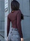 Sexy Solid Color With Metal Long Sleeve Slim Bodysuit