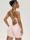 ZASUWA Female Cross Back U Collar Elastic Tight Short Romper