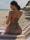 ZASUWA Female Leopard Print Unique Cutout Tie A Bow One Piece