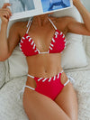 ZASUWA Female Solid Color Lace-up Backless Bikini Set