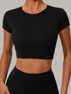 Sexy Round Collar Cropped Short Sleeves