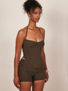 ZASUWA Female Elastic Tight Halter Backless Short Tracksuit
