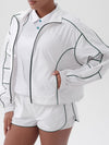 ZASUWA Female Contrast Color Zipper Pocket Casual Loose Quick Dry Jackets
