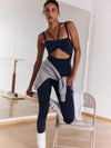 ZASUWA Female Sexy Hollow Out Drawstring Elastic Tight Jumpsuit