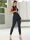 ❤ZASUWA Female Sexy Sheer Mesh Back Deep V Back Scrunch Bum Zipper Jumpsuit