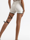 ZASUWA Female Contrast Color Lace-up Quick Dry Elastic Tight High-rise Shorts