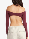 ZASUWA Female Sexy Solid Color Backless Elastic Tight Long Sleeves