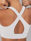 ZASUWA Female U Collar Cross Back Hollow Out Solid Color with Chest Pads Sports Bras