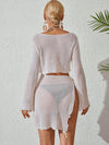 ZASUWA Female Sexy Fishnet Hollow Out 2-Pieces Swimwear Cover-up Dress Without Bikini