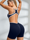 Contrast‑Trim Cut‑Out Racerback Compression Romper