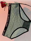 Sexy Wave Point Mesh Contrast Color Panties