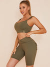 ZASUWA Female Pockets Spandex Gym Booty Cargo Shorts