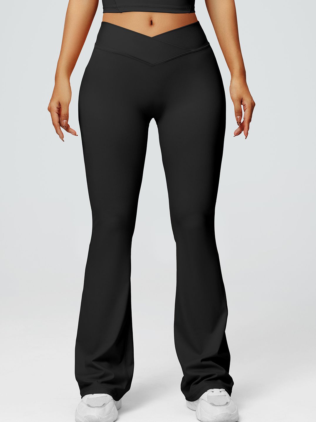 V-shaped Waist Solid Color Flare Leggings