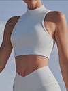 ZASUWA Female Sexy Solid Color Hollow Out Stand Up Collar Tank