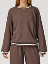 ZASUWA Female Contrast Color Casual Loose Round Neck Hoodie