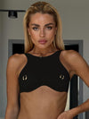 Fashion Perforated Metal Ring-Accent Sports Bras