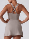ZASUWA Female U Collar I-shaped Zipper Cross Back Quick-dry Dress