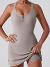 ZASUWA Female U Collar I-shaped Zipper Cross Back Quick-dry Dress