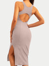 ZASUWA Female Ribbed Yoga Elastic Tight Hollow Out Quick Dry Short Dress