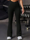 ZASUWA Female Solid Color Stripe High-waisted Flare Pants