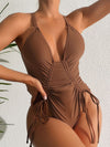 ZASUWA Female Sexy Solid Color Drawstring One Piece