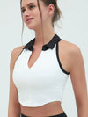 ZASUWA Female Stand Up Collar Zipper Elastic Tight Quick Dry with Chest Pads Tank