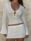 ZASUWA Female Solid Color Sexy 2-Pieces Fishnet Without Bikini Set Cover Up