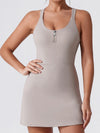 ZASUWA Female U Collar I-shaped Zipper Cross Back Quick-dry Dress