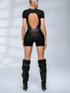 ❤ZASUWA Female Solid Color Hollow Out Backless Romper